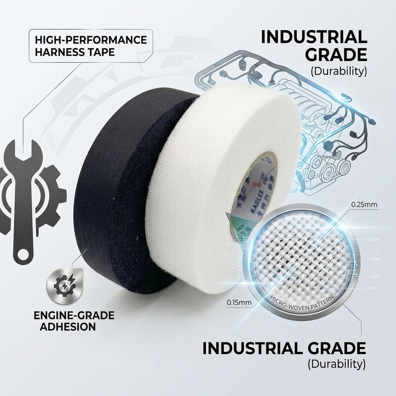 Kablee Wire Harness Tape Black Orange Color Coding Abrasion Resistant 0.25mm Automotive Grade