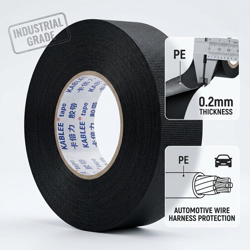 Automotive Adhesive Tape 0.2mm Heavy Duty Wire Harness Protection with Noise Reduction Self-Extinguishing